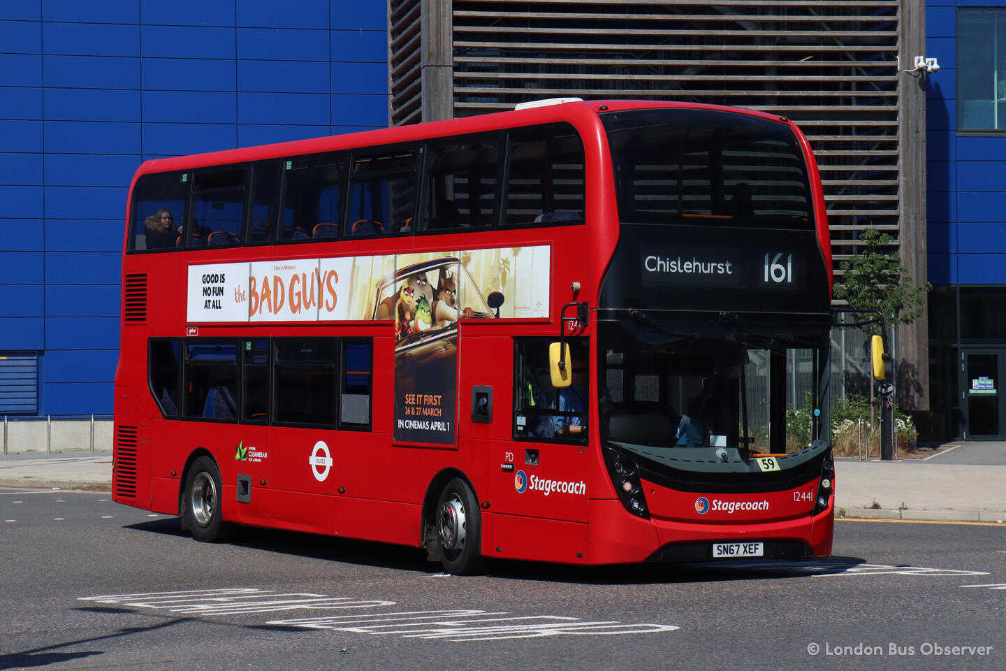Stagecoach London 12441 (SN67 XEF), a red ADL Enviro400 MMC pictured in Greenwich operating a 161 service to Chislehurst War Memorial.